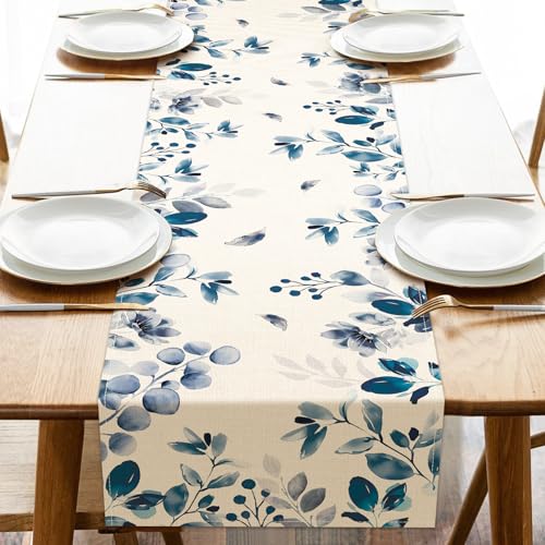 50% Off Blue Eucalyptus Leaves Table Runner by Croar