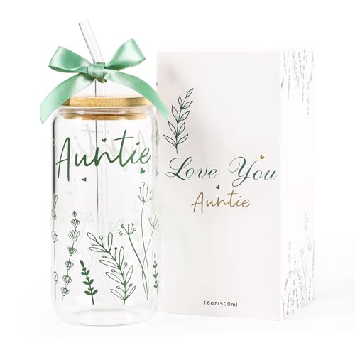 Save with Code: Auntie Bow Glass Cup 16oz Gift - Image 1