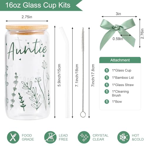 Save with Code: Auntie Bow Glass Cup 16oz Gift - Image 4