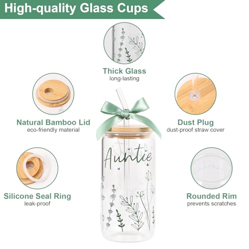 Save with Code: Auntie Bow Glass Cup 16oz Gift - Image 5