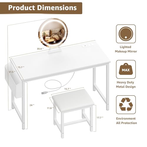 Vanity Set with Mirror & Stool at 36% Off - Image 2