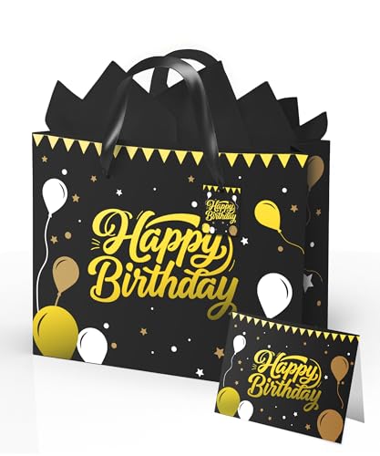 30% Off Black Birthday Gift Bag for Men – 12.5 Inch - Image 1