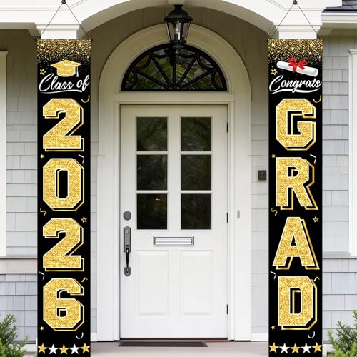 20% Off Black & Gold Graduation Banner 2026 - Image 1