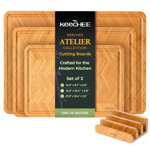 40% Off Keechee Bamboo Cutting Board Set with Stand - Image 1