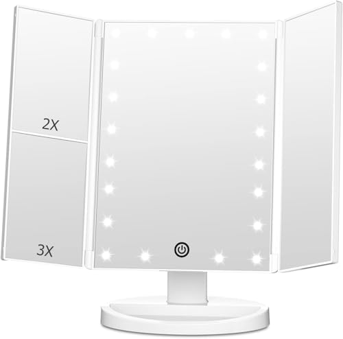 50% Off FASCINATE Trifold Lighted Makeup Mirror with 21 LED