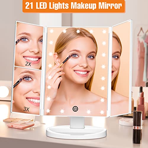 50% Off FASCINATE Trifold Lighted Makeup Mirror with 21 LED - Image 2