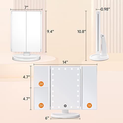 50% Off FASCINATE Trifold Lighted Makeup Mirror with 21 LED - Image 6