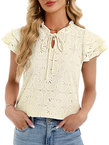 50% Off Funlingo Women's Eyelet Ruffle Blouse