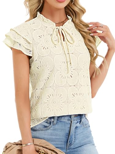 50% Off Funlingo Women's Eyelet Ruffle Blouse - Image 3