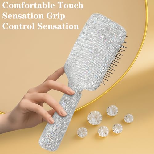 11% Off Bling Rhinestone Paddle Hair Brush for Women - Image 2