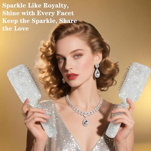 11% Off Bling Rhinestone Paddle Hair Brush for Women - Image 3
