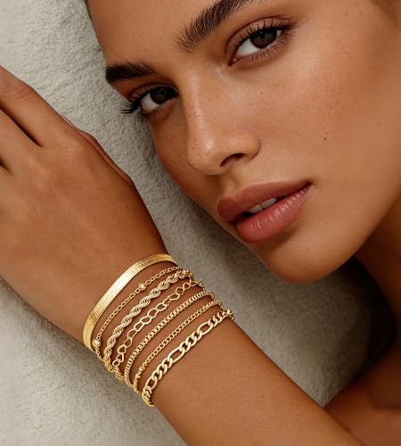 50% Off 10 Pcs Gold Bracelets Set for Women - Stackable - Image 3