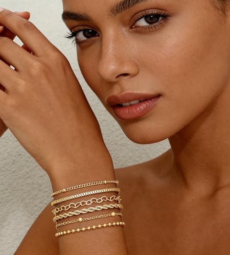 50% Off 10 Pcs Gold Bracelets Set for Women - Stackable - Image 4