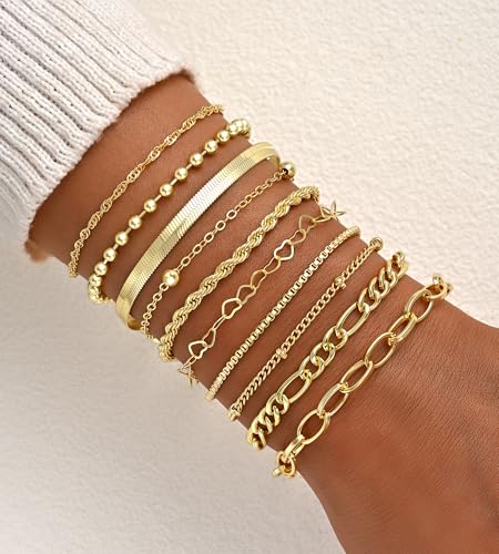 50% Off 10 Pcs Gold Bracelets Set for Women - Stackable - Image 5