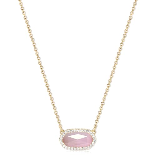 17% Off 14K Gold-Plated Gemstone Pendant Necklace for Women - Image 1