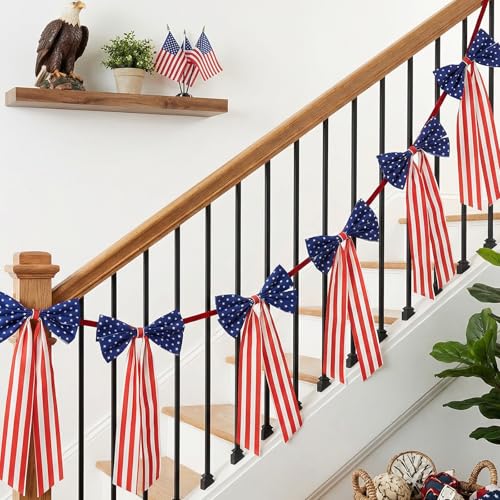 45% Off 6.7ft Patriotic Bow Garland for July 4th - Image 4