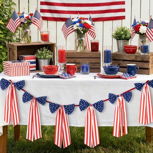 45% Off 6.7ft Patriotic Bow Garland for July 4th - Image 6