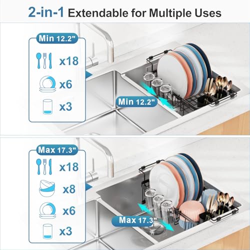 40% Off iSPECLE Small Sink Dish Drying Rack with Cup Holder - Image 4