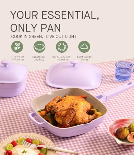 40% Off USELUCK 10.5" Ceramic Pan with Lid & Utensils - Image 4