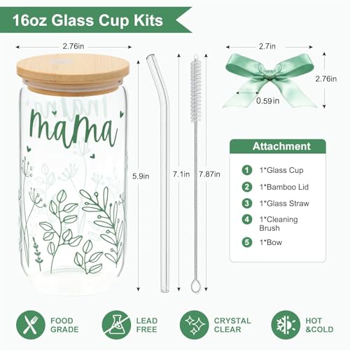35% Off Bow Mama Glass Cup for Mom - 16oz Tumbler - Image 2