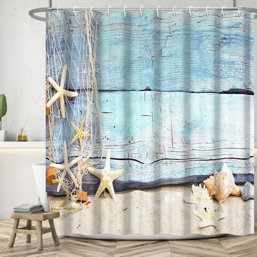 50% Off Nautical Shower Curtain 72x78 Inch Coastal Design - Image 1