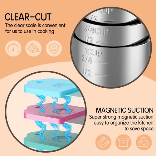 50% Off Magnetic Measuring Cups Set - 7 Stainless Steel Cups - Image 2