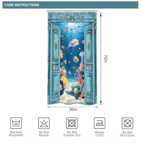 Under $10! Ocean Shower Curtain for Small Stalls - Image 3