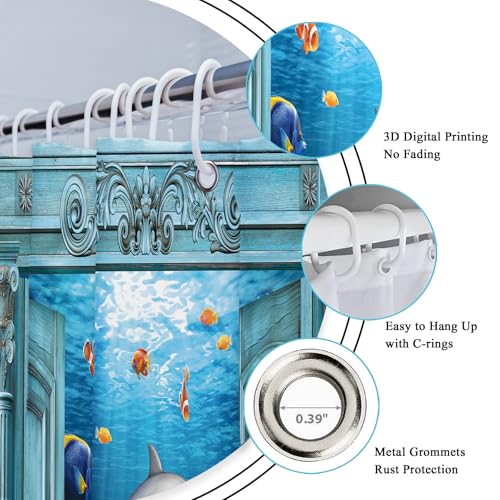 Under $10! Ocean Shower Curtain for Small Stalls - Image 4