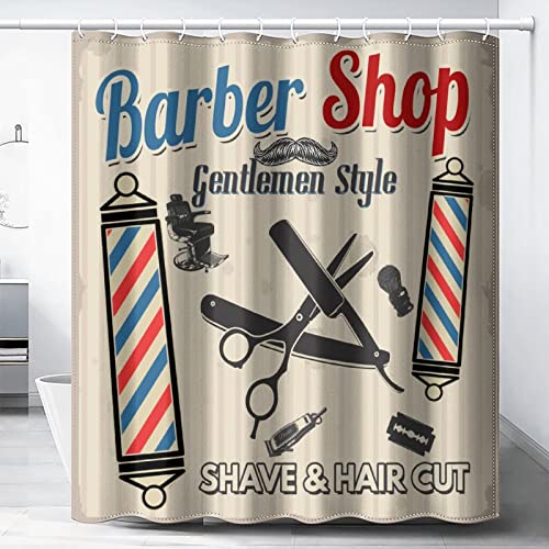 50% Off Barber Shop Shower Curtain - Vintage Salon Decor