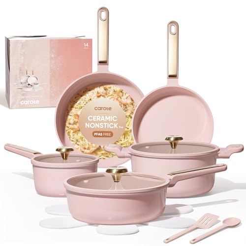 45% Off CAROTE 14pc Ceramic Nonstick Cookware Set - Image 1