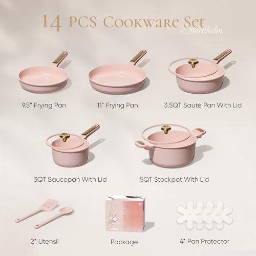 45% Off CAROTE 14pc Ceramic Nonstick Cookware Set - Image 2