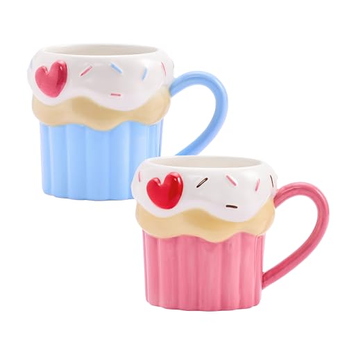 50% Off Bico Heart Cupcake Mugs Set - 2 Ceramic 16oz Cups - Image 1