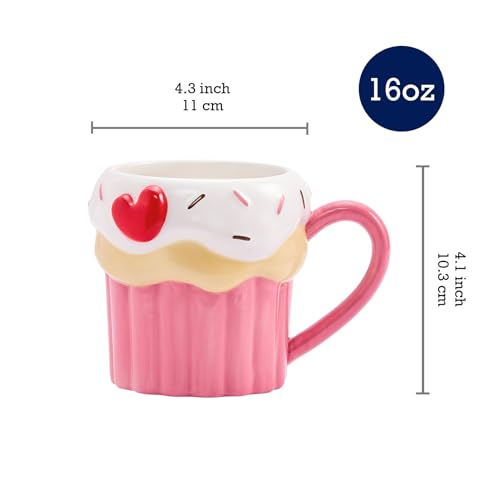 50% Off Bico Heart Cupcake Mugs Set - 2 Ceramic 16oz Cups - Image 2