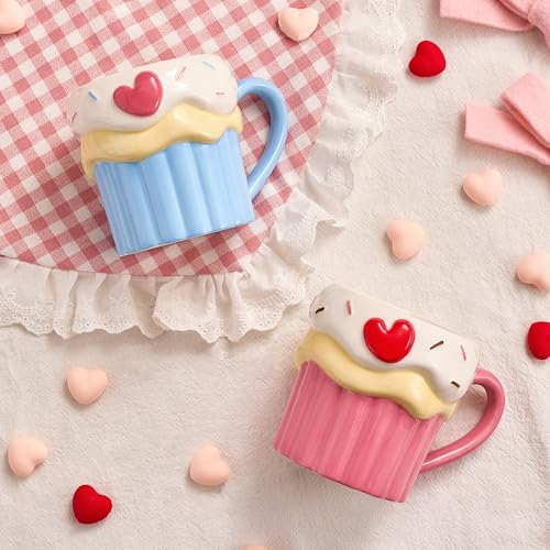 50% Off Bico Heart Cupcake Mugs Set - 2 Ceramic 16oz Cups - Image 4