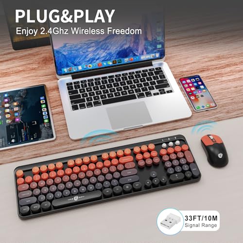 Wireless Keyboard & Mouse Combo - Retro Typewriter Style - Image 2