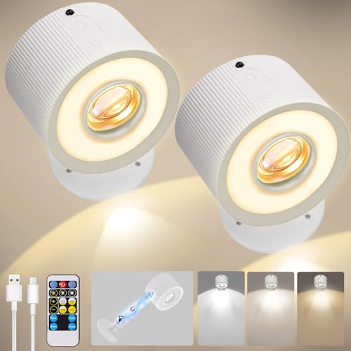 Plomixius LED Wall Lights: Rechargeable, Dimmable, 360° Rotate - Image 1