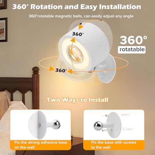 Plomixius LED Wall Lights: Rechargeable, Dimmable, 360° Rotate - Image 6