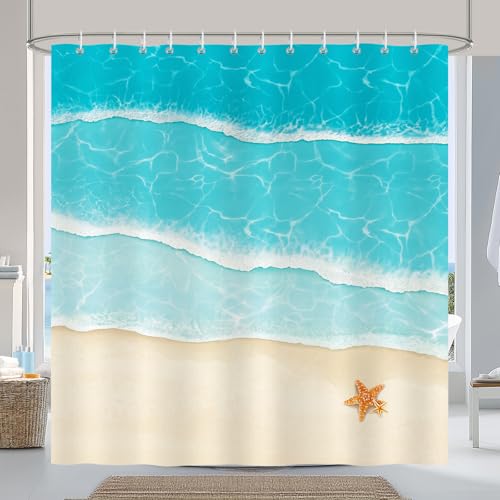 30% Off Beach Shower Curtain with Ocean Waves Design - Image 2