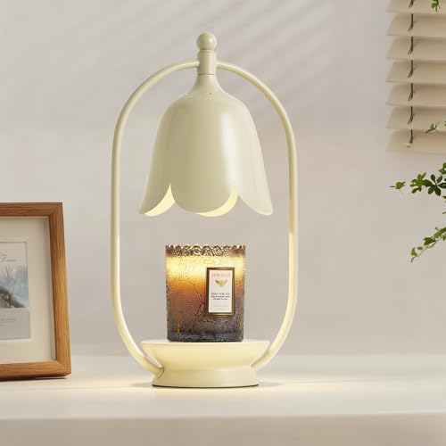 Beige Flower Candle Warmer Lamp with Timer & Dimmable Light - Image 1