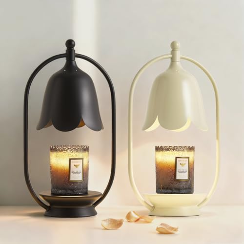 Beige Flower Candle Warmer Lamp with Timer & Dimmable Light - Image 2