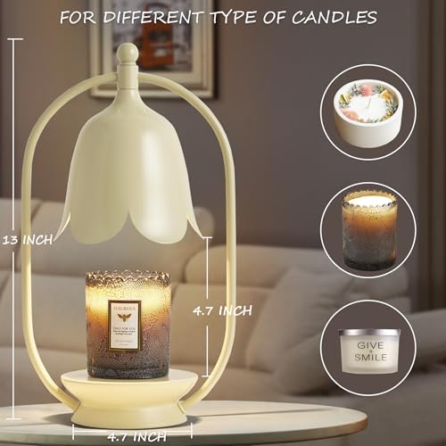 Beige Flower Candle Warmer Lamp with Timer & Dimmable Light - Image 3