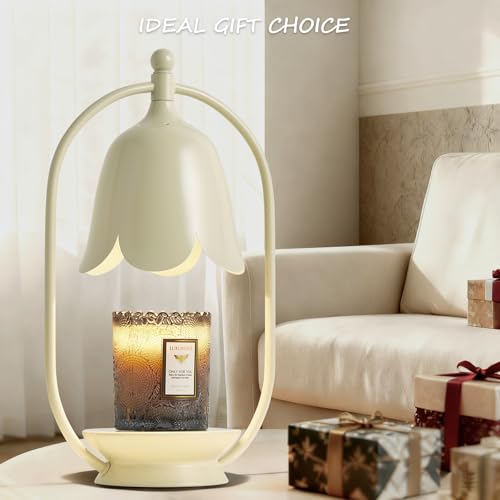 Beige Flower Candle Warmer Lamp with Timer & Dimmable Light - Image 4