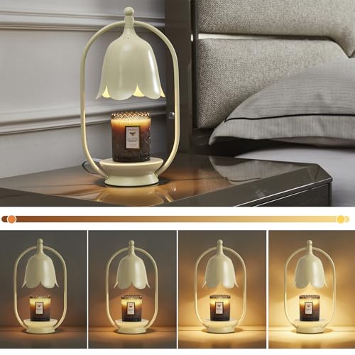 Beige Flower Candle Warmer Lamp with Timer & Dimmable Light - Image 5