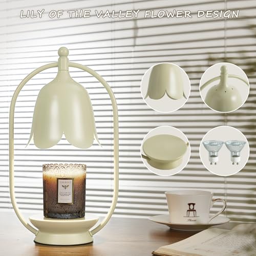 Beige Flower Candle Warmer Lamp with Timer & Dimmable Light - Image 6
