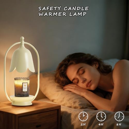 Beige Flower Candle Warmer Lamp with Timer & Dimmable Light - Image 7