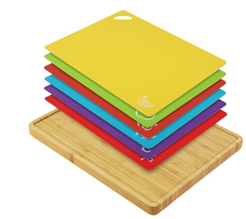 30% Off Bamboo Cutting Board Set with 6 Color Mats - Image 1