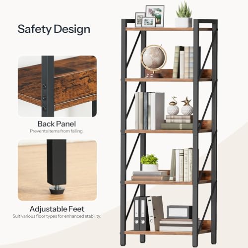 30% Off HOOBRO 5-Tier Industrial Bookshelf - Image 5