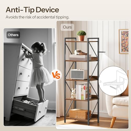 30% Off HOOBRO 5-Tier Industrial Bookshelf - Image 6