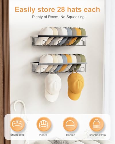 50% Off 4-Pack Hat Rack for Wall - Holds 112 Caps - Image 2