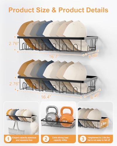 50% Off 4-Pack Hat Rack for Wall - Holds 112 Caps - Image 4
